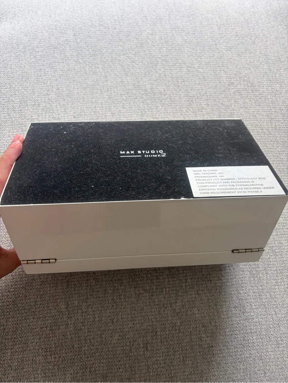 White Jewelry Box with Front Mirror Design